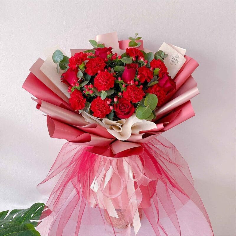 seven florist carnation bouquet red 01