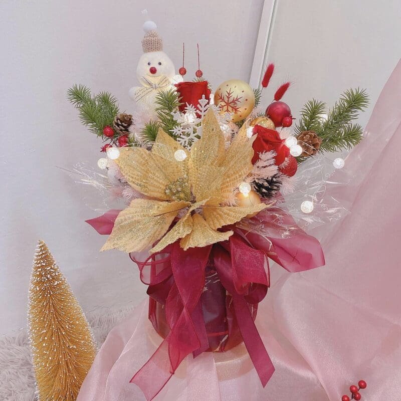 seven florist christmas snowman flower box red
