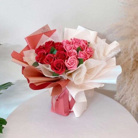 seven florist heart shape soap flower 01a