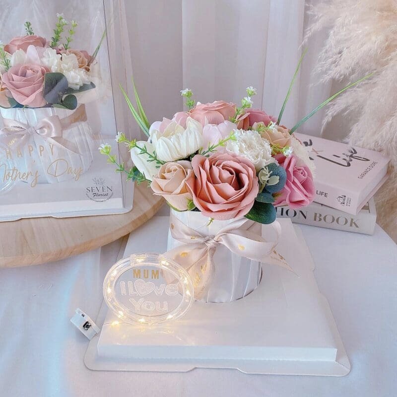 seven florist rosie soap flower cappuccino