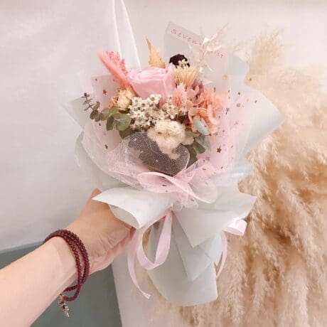 seven florist preseved flower single pink