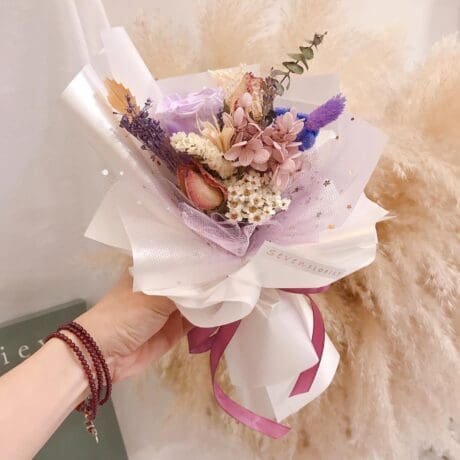 seven florist preseved flower single purple