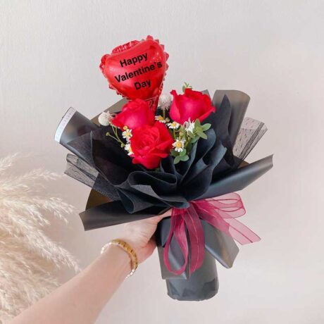 seven florist 3 roses valentines i love you red 01a