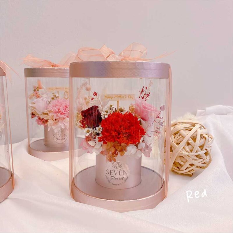 seven florist preserved carnation flower box red1