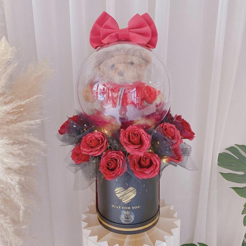 seven florist teddy bear bobo flower box