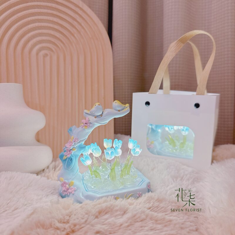 seven florist tulip night light blue