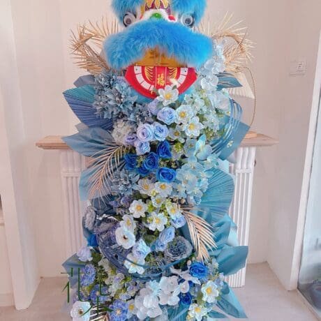 seven florist dancing lion flower stand blue