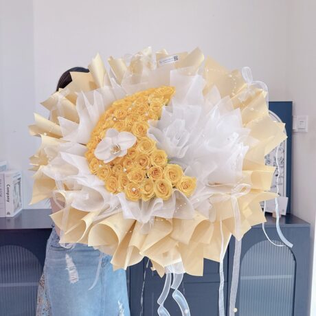 Yellow roses and Phalaenopsis hand bouquet gift Seven Florist Puchong