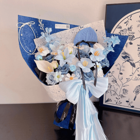 Mixed soap flower arrangement anniversary love gift Seven Florist