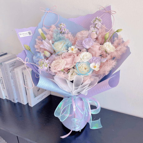 Celestial Mist matthiola eustoma gladiolus bouquet birthday anniversary Seven Florist