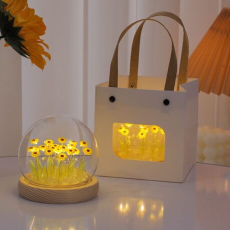 Sunflower light glass dome gift with LED glow – Seven Florist Puchong