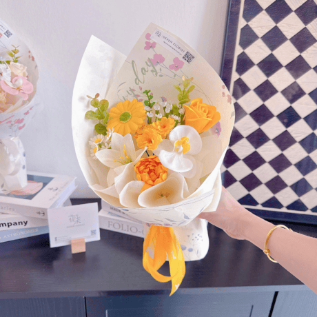Yellow soap flower arrangement birthday gift Seven Florist Klang Valley